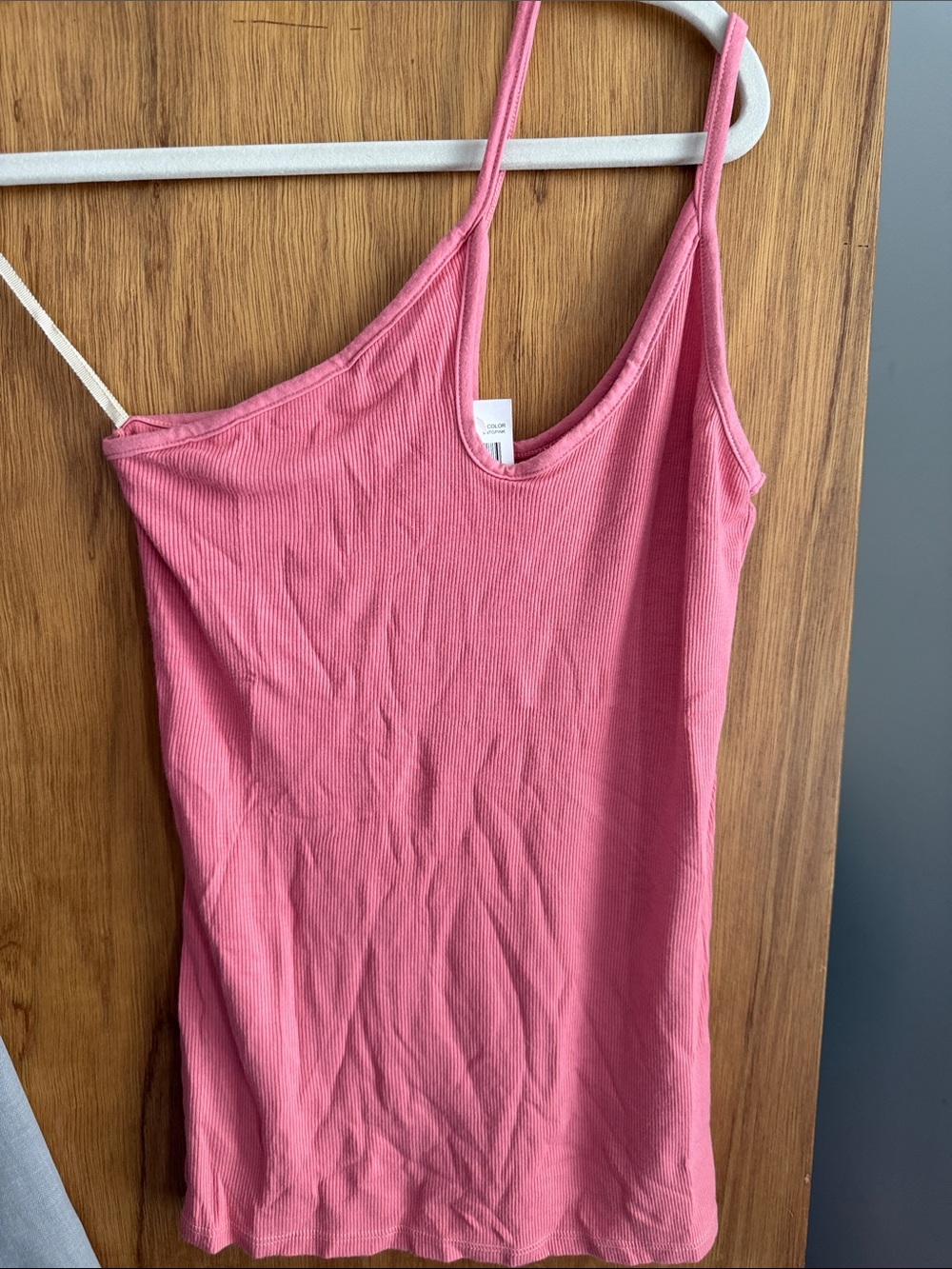NWT Enza Costa Silk Stretch Rib Asymmetric Strappy Tank - Medium vintage pink